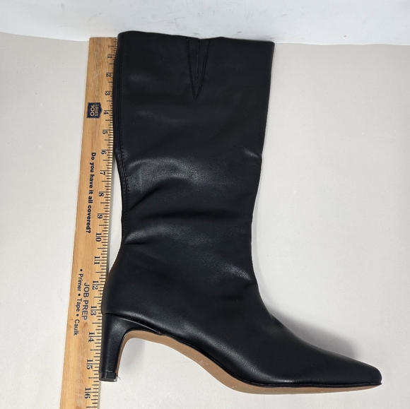 Seychelles June Black Faux Leather Mid Calf Boots Sz 7.5 Expandable Calf Gusset - Picture 8 of 12